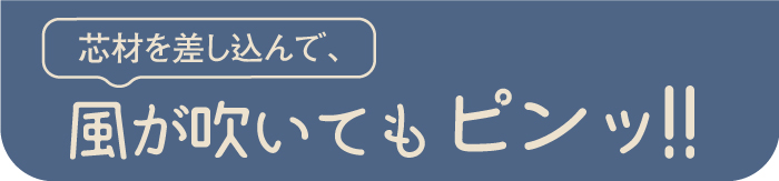 芯材を差し込んで風が吹いてもピン！